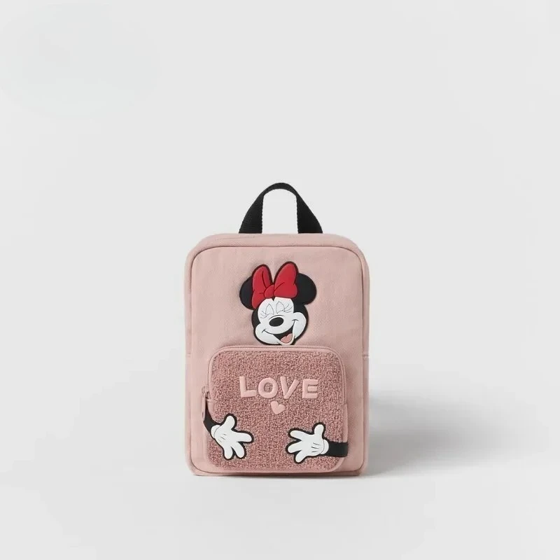 2026 Neuer Disney Minnie „LOVE“ Mädchen-Rucksack, rosa, niedliche Cartoon-Schultasche, verstellbarer Schultergurt, Kinderrucksack