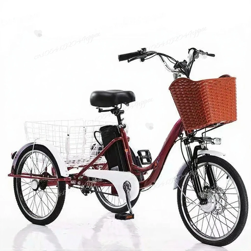 Erwachsenen-Elektro-Dreirad mit Lithium-Batterie 12A, Ziehkorb, 350W, 20 Zoll, Höchstgeschwindigkeit 20 km/h Image