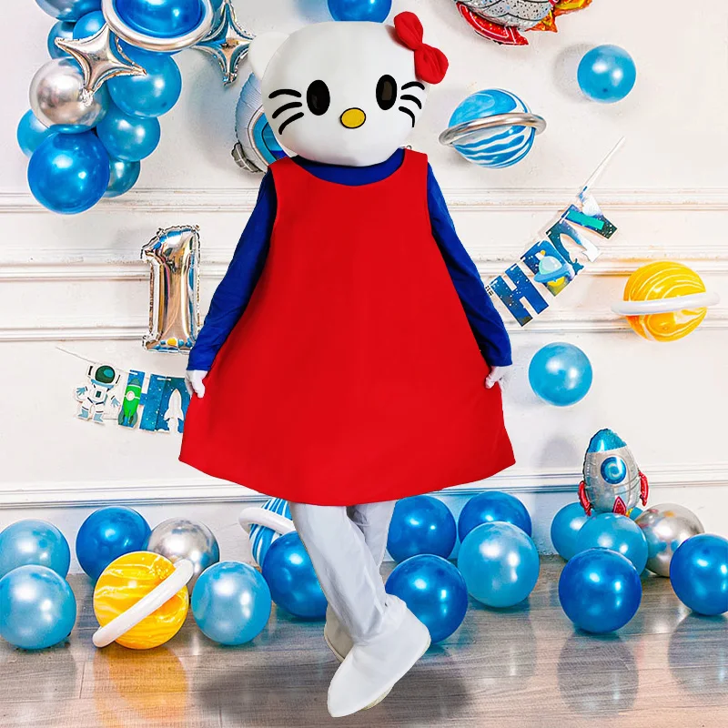 Süße Hello Kitty Maskottchen Kostüme Cartoon Rote Katze Erwachsene Cosplay Geburtstag Party Requisiten Event Werbung Ganzkörper Blow Up Kleidung