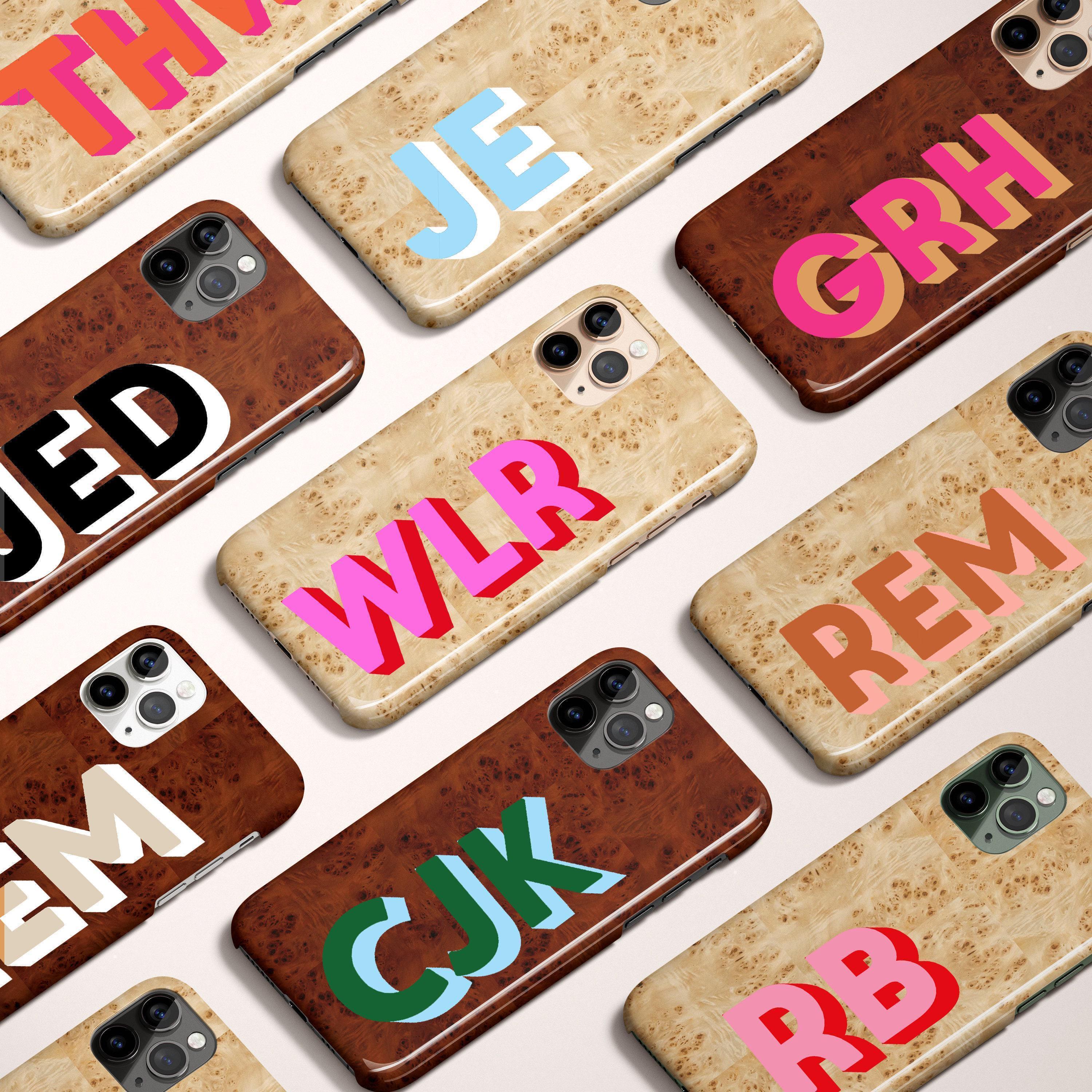 Custodia per telefono con iniziale Shadow personalizzata, nome personalizzato, iPhone 16, 15, Magsafe, iPhone 16, Pro Max, Mini, iPhone 12, legno mode