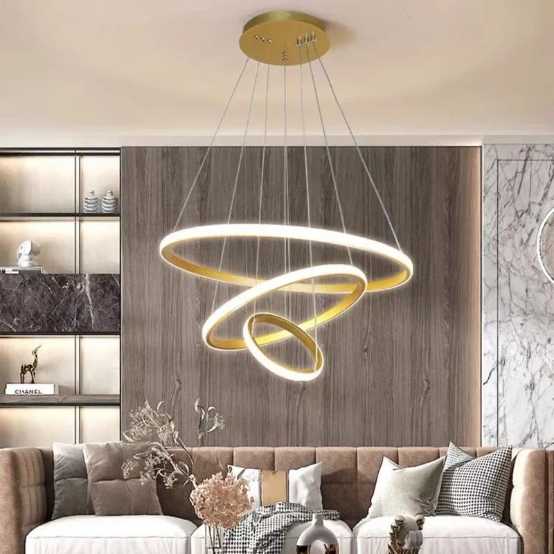 Nordic Moderne Wohnzimmer Esszimmer LED Ring Kronleuchter Kreative Runde Decke Dekoration Decke Lampe Hause Beleuchtung Lampen
