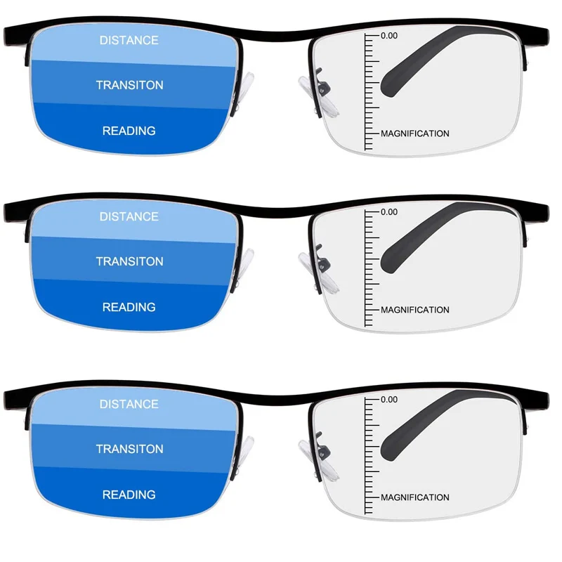 3 Stück regressive Multifokus-Computer-Lesebrille blaues Licht blockiert multifokale Leser Männer Frauen Multi-Fokus-Brillen Image