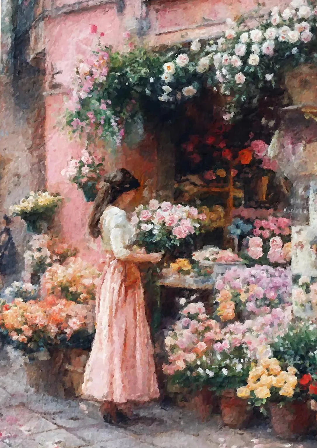 2026 Neues Straßenblumenladen-Poster mit Frauen- und Landschaftsmotiv auf Leinwand Image