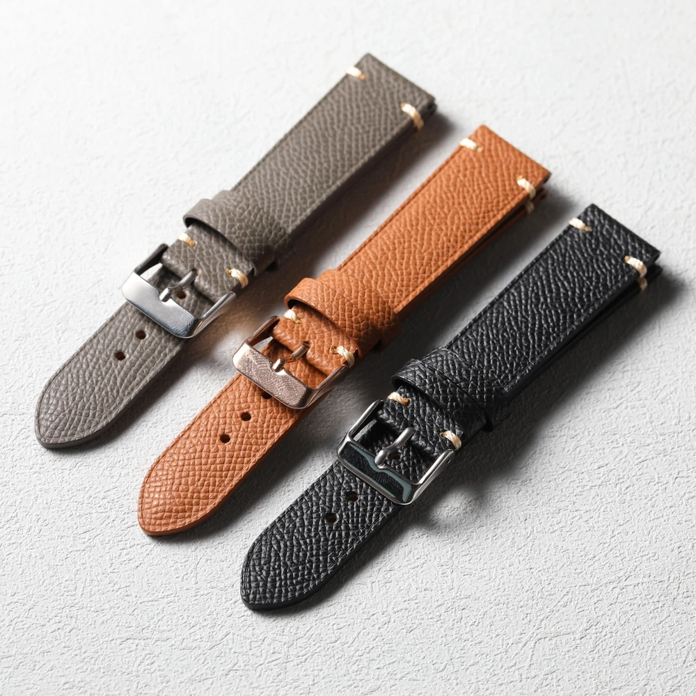 Handgefertigtes Palm Grain Echtlederarmband 18 19 20 22 MM Braun Schwarz Grau Vintage Herrenuhr Armband Geeignet für Antik