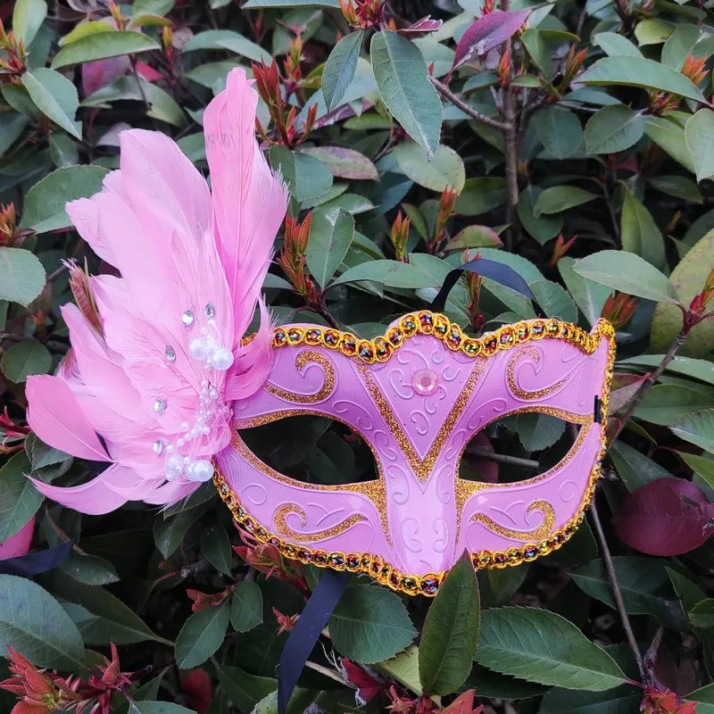 1 Stück Maskerade-Feder, sexy venezianische Maske für Frauen, für Gesicht, mehrfarbig, Prinzessinnen-Maske, sexy halbe Hallowmas-Federmasken, Dekor