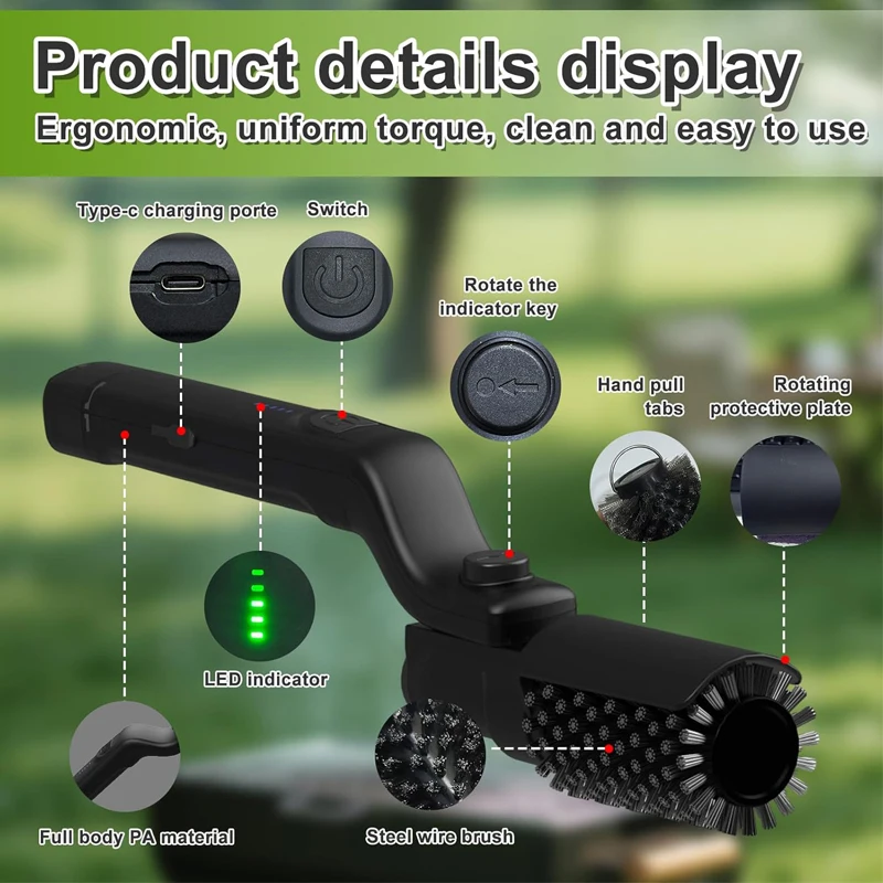 Elektrische Bürste für die Grillreinigung, Grillbürste, Pinzette zum Kochen, Küchenbürste, Holzzange, Grillbürste, Airfryer-Magnet Image