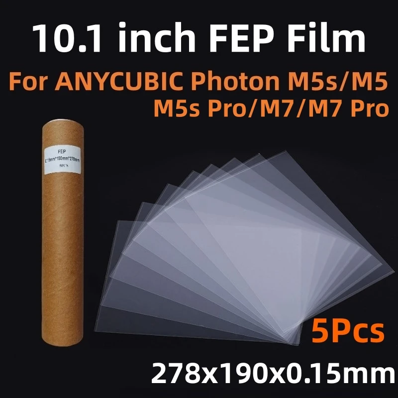 5 Stück FEP-Folie 10,1 Zoll 278x190x0,15mm Für ANYCUBIC Photon Mono M5s M5 M5s Pro M7 M7 Pro UV-Harz 3D-Drucker FEP-Release-Filme Image