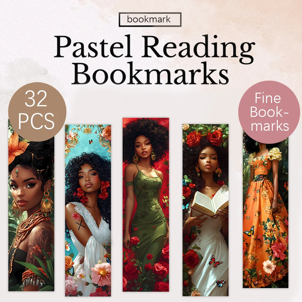 32 Stück, florales schwarzes Frauen-Lesezeichen, Schulanfangsaison, Weihnachten, Halloween, geeignet für Lehrer, Leser, Geburtstagsgeschenke. Image