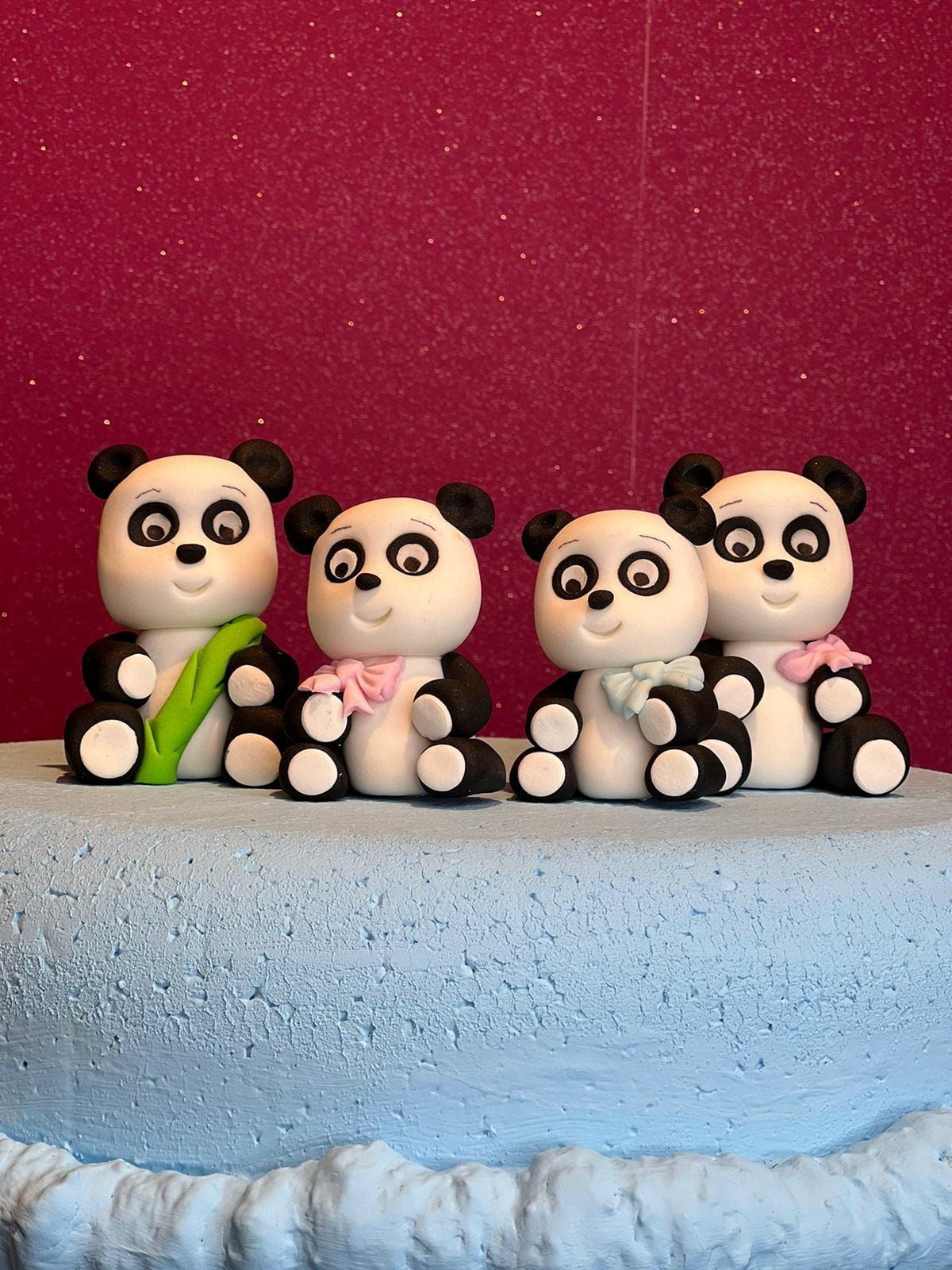 Decorazioni per torte a forma di panda, figure di panda in pasta di zucchero, decorazioni per compleanni a forma di panda