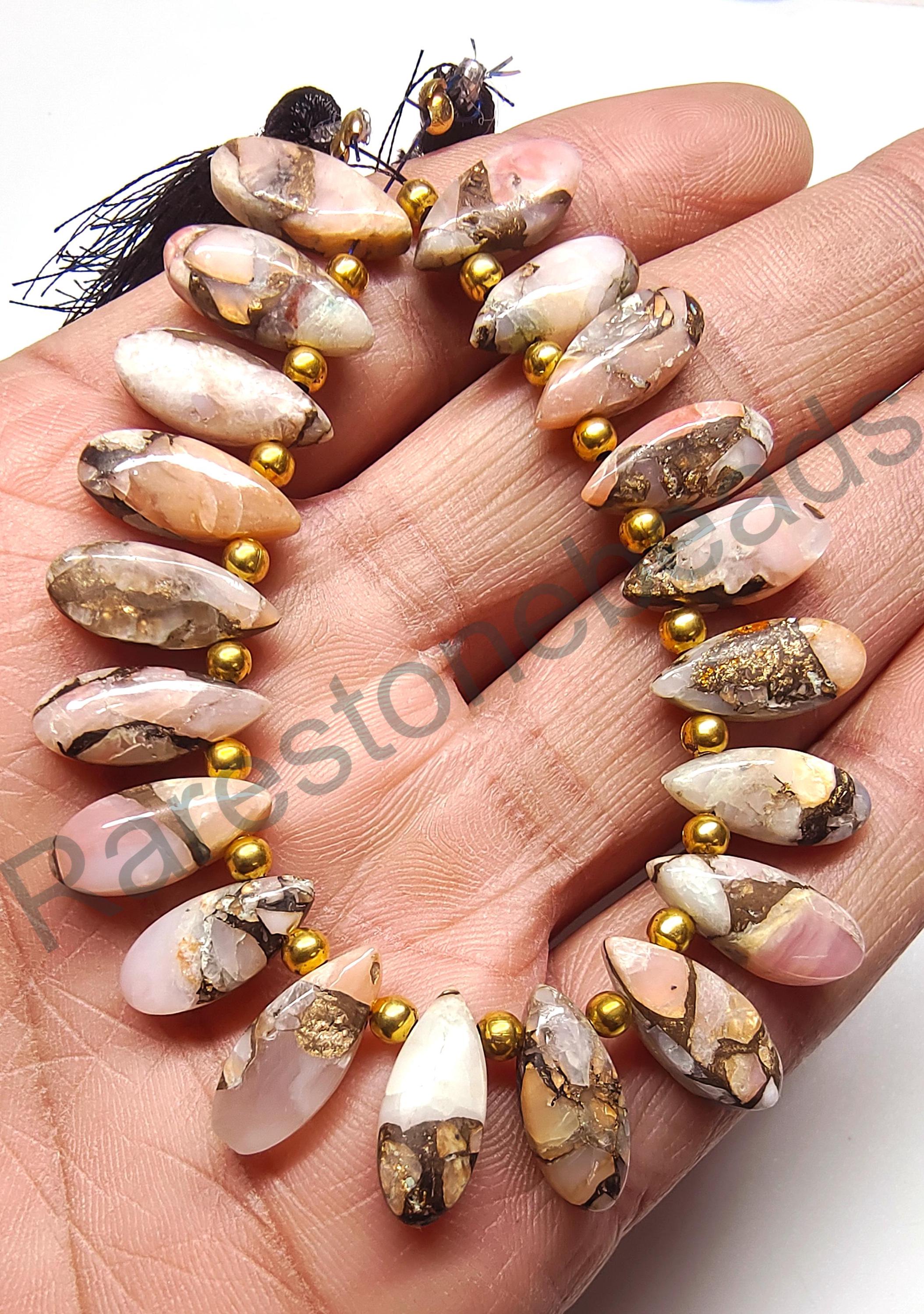 Opale rosa, turchese di rame, 10 pezzi, pietra naturale, gemma forata, turchese di rame, turchese del Mojave, perline di rame per gioielli, dimensioni