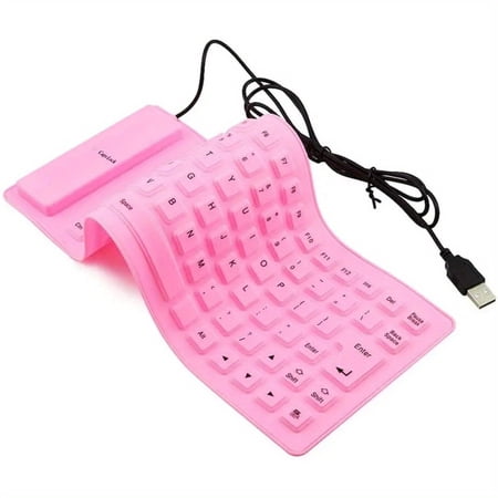 [USB Wired Keyboard] Travel portable keyboard Foldable Silicone Keyboard USB Wired Rollup Silent Typing Soft Touch Keyboard for PC Notebook Laptop