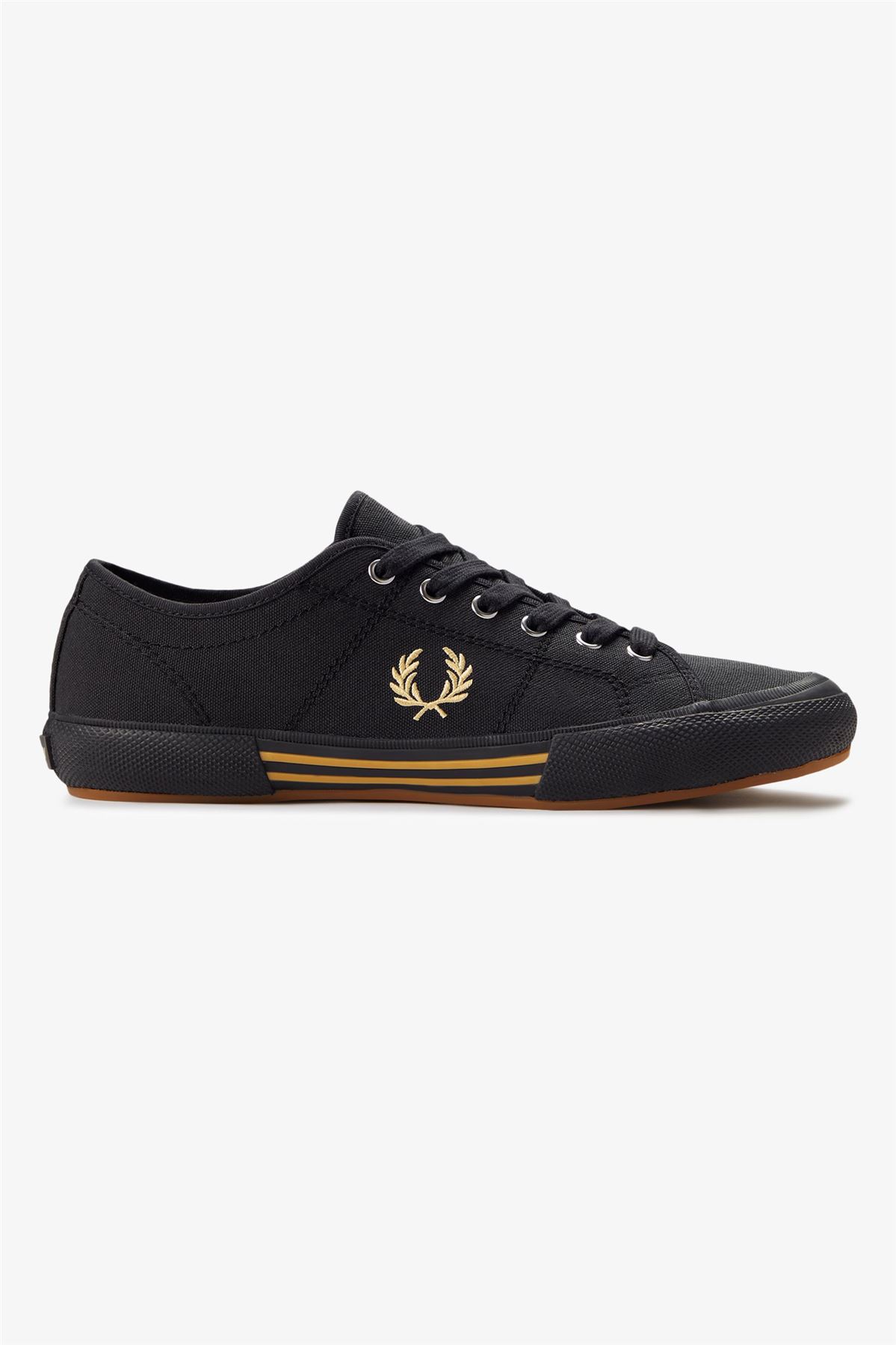 Fred Perry B708 Vintage Tennis Canvas Herren Schuhe Schwarz/Champagner