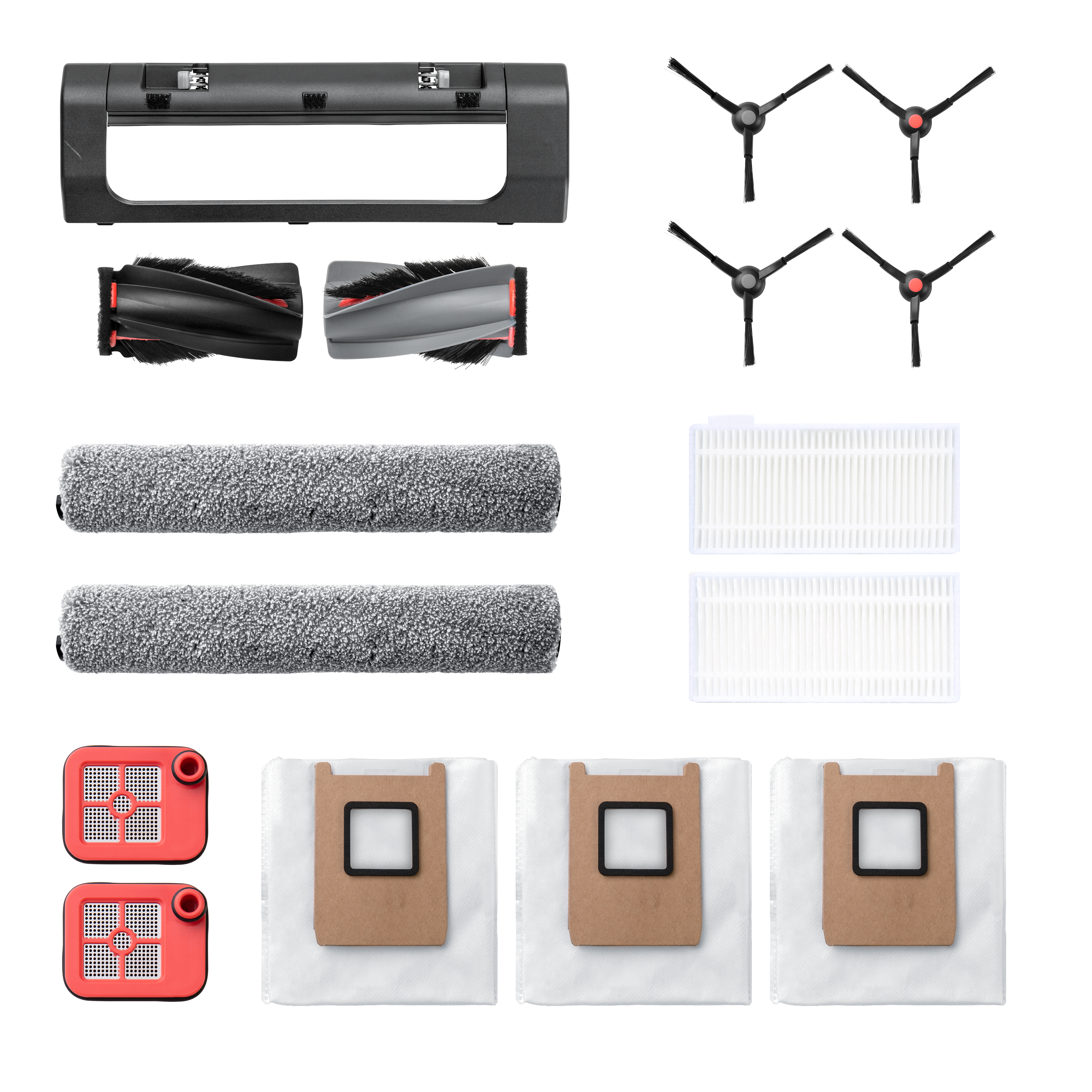 eufy Replacement Kit for C28/X12 pro, Side Brush ×2, Dirty Water Tank Filter ×2, Roller Brush and Brush Guard ×1, Dust Bag ×3, Roller Mop ×2, Replacement Filter ×2