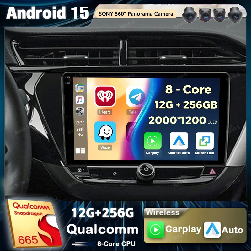 Android 15 Qualcomm Für Opel Corsa F 2019-2023 Carplay Auto Radio Multimedia Video Player Navigation GPS Stereo 2Din kopf Einheit Image