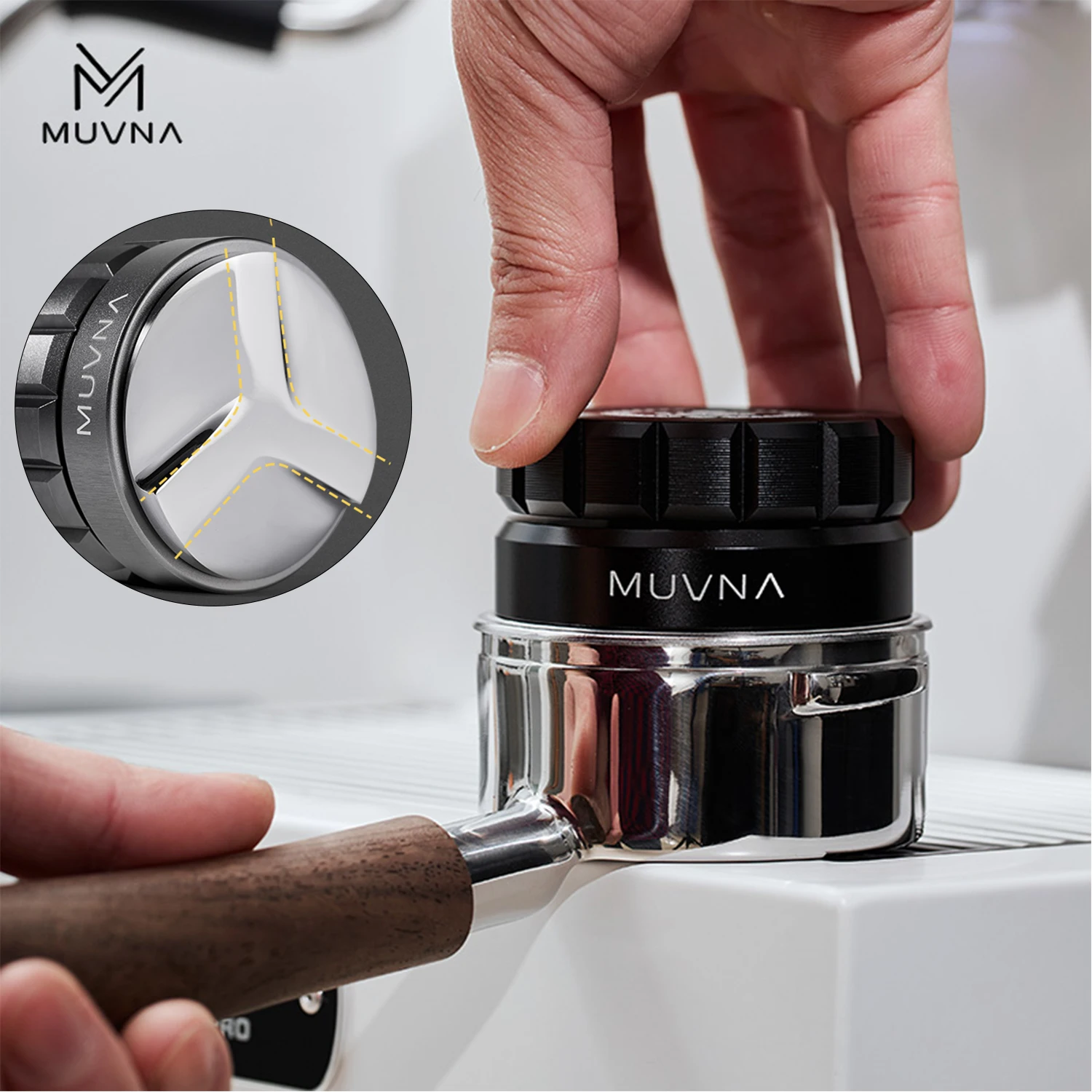 Muvna Espresso-Kaffeeverteiler - Kaffee-Nivellierungswerkzeug Passend für 51/53/58mm Kaffeefilterhalter - Barista Espresso-Zubehör