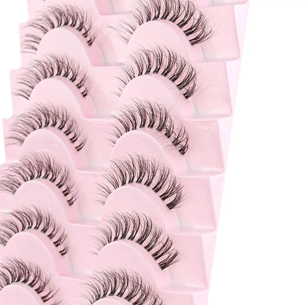 10 Paar 3D Nerz-Wimpern Russische Streifenwimpern Dramatische Künstliche Wimpern Faux Cils Make-up Natürliche Falsche Wimpernverlängerung Image