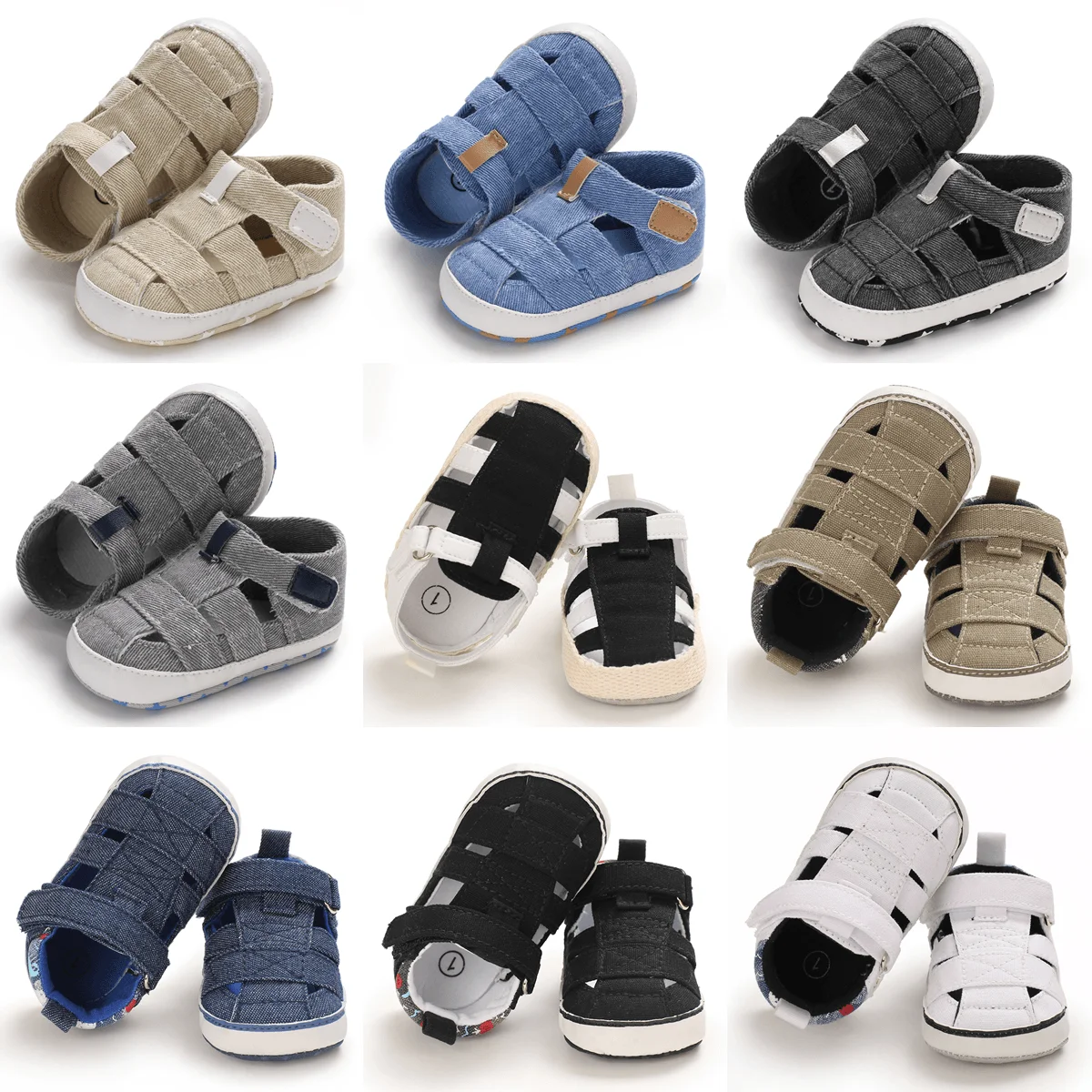 Baby-Sandale aus Segeltuch für Babys, Jungen und Mädchen, Frühling und Sommer, weicher Boden, rutschfest, Pre-Walker, 2021, neue erste Wanderer für Kleinkinder, 0–18 Monate Image