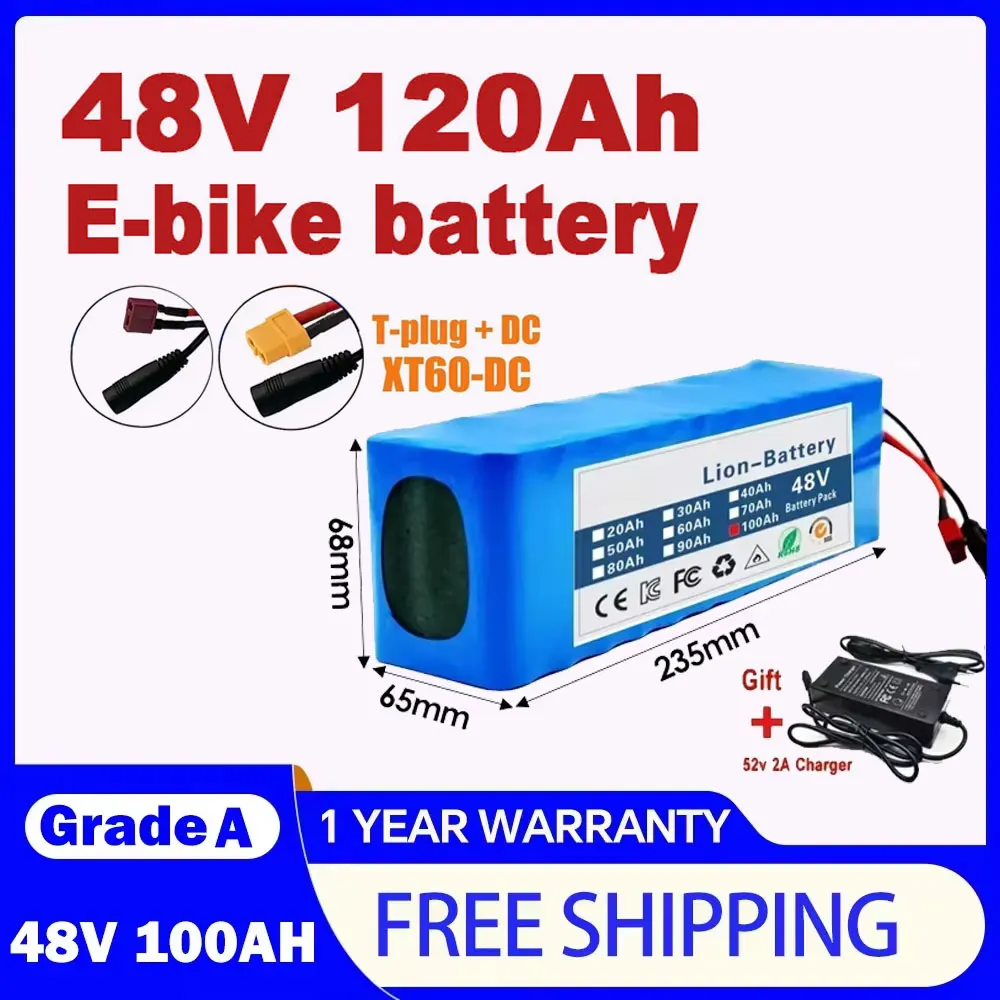 NEUE 48V 120Ah 13S3P 48V Lithium-Ionen-Batterie 200Ah, für 54,6V Elektroroller, mit verstärktem BMS Image