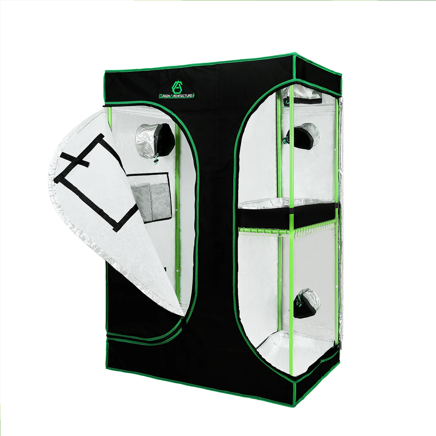 Pflanzzelt/Pflanzbox 90x60x135cm Pflanzentreibhaus, mit Lüftungsfenstern, Bodenwanne, für hydroponische Pflanzen im Innenbereich Image