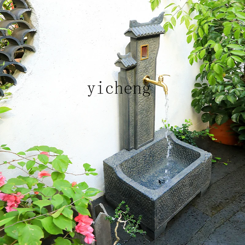 ZC Innenhof Balkon Waschbecken Mopp Pool integrierte Gartenbewässerung Boden Wasser Stecker Außensäule Image