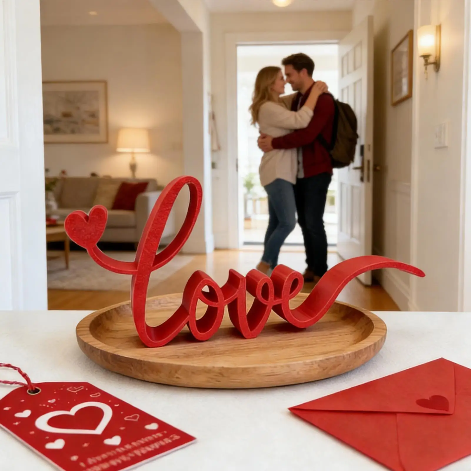 Liebes-Buchstaben-Blöcke mit rotem Schriftzug – Tischdeko für Haus, Zimmer, Schlafzimmer, Hotel, Esszimmer Image