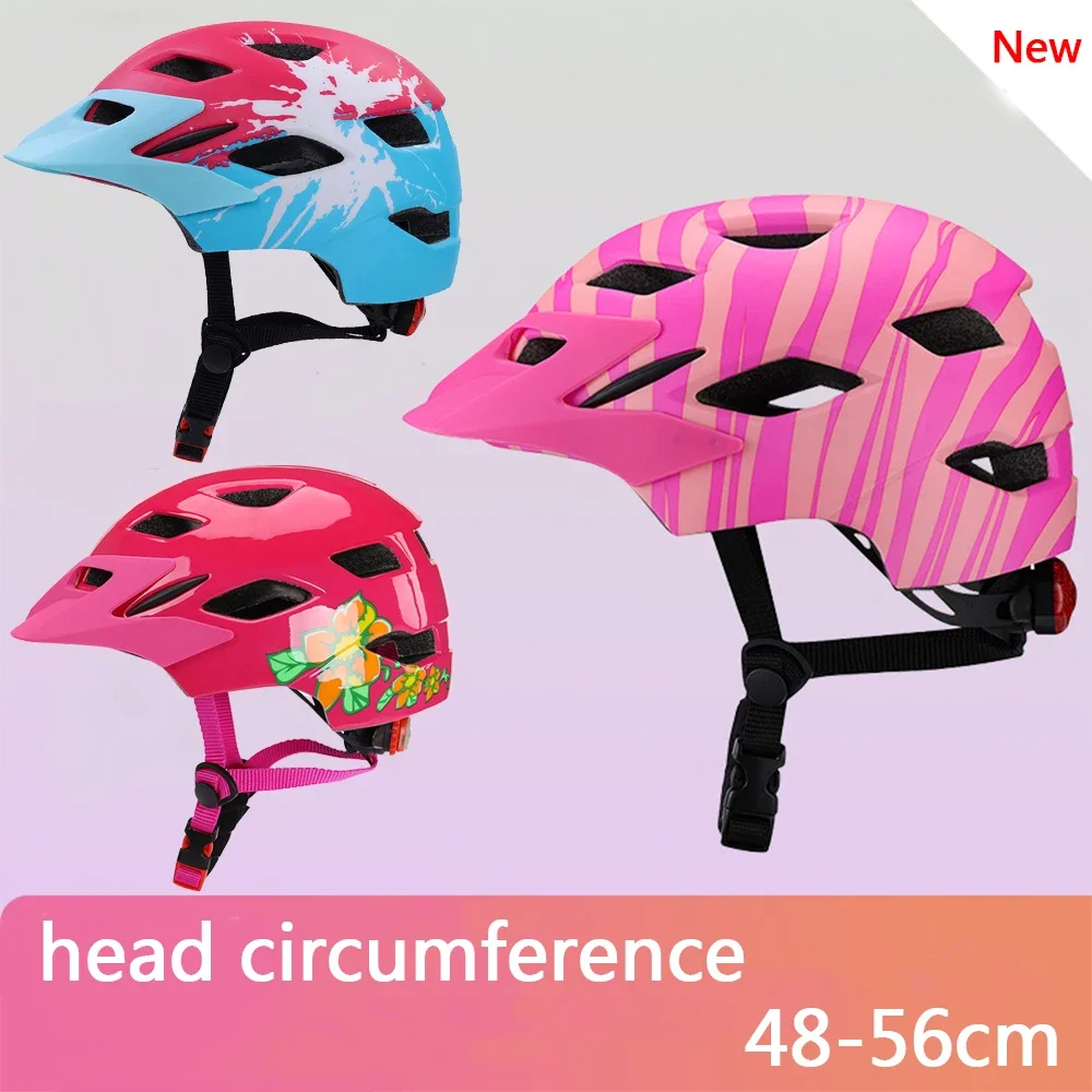 Neue Modische Kinder Radfahren Helm Kinder Sport Sicherheit Fahrrad Helm Roller Balance Fahrrad Helm Mit Rücklichter 48-56 cm Image