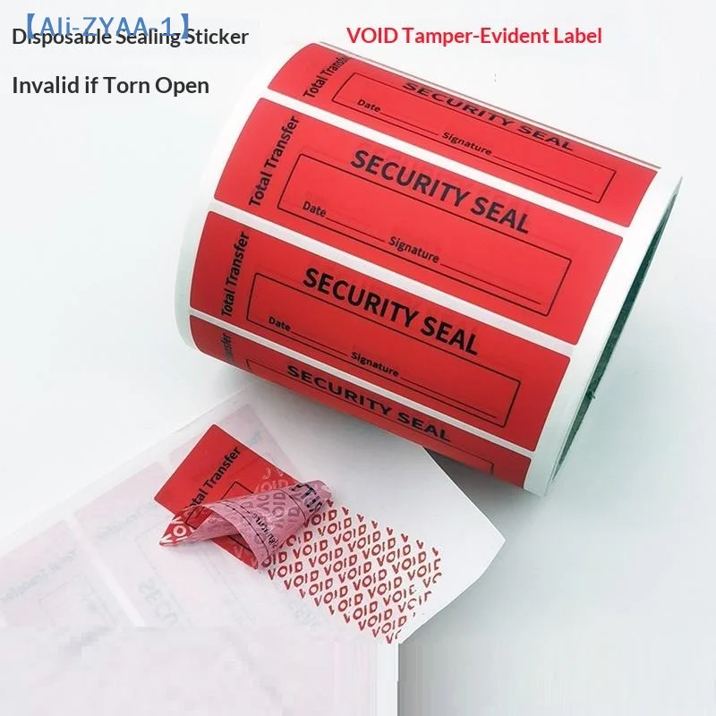 【ZYAA-1】100 Stück Manipulationssichere Sicherheits-Garantieaufkleber Rot Blau 25*85 mm mit Dreifach-Seriennummern Image