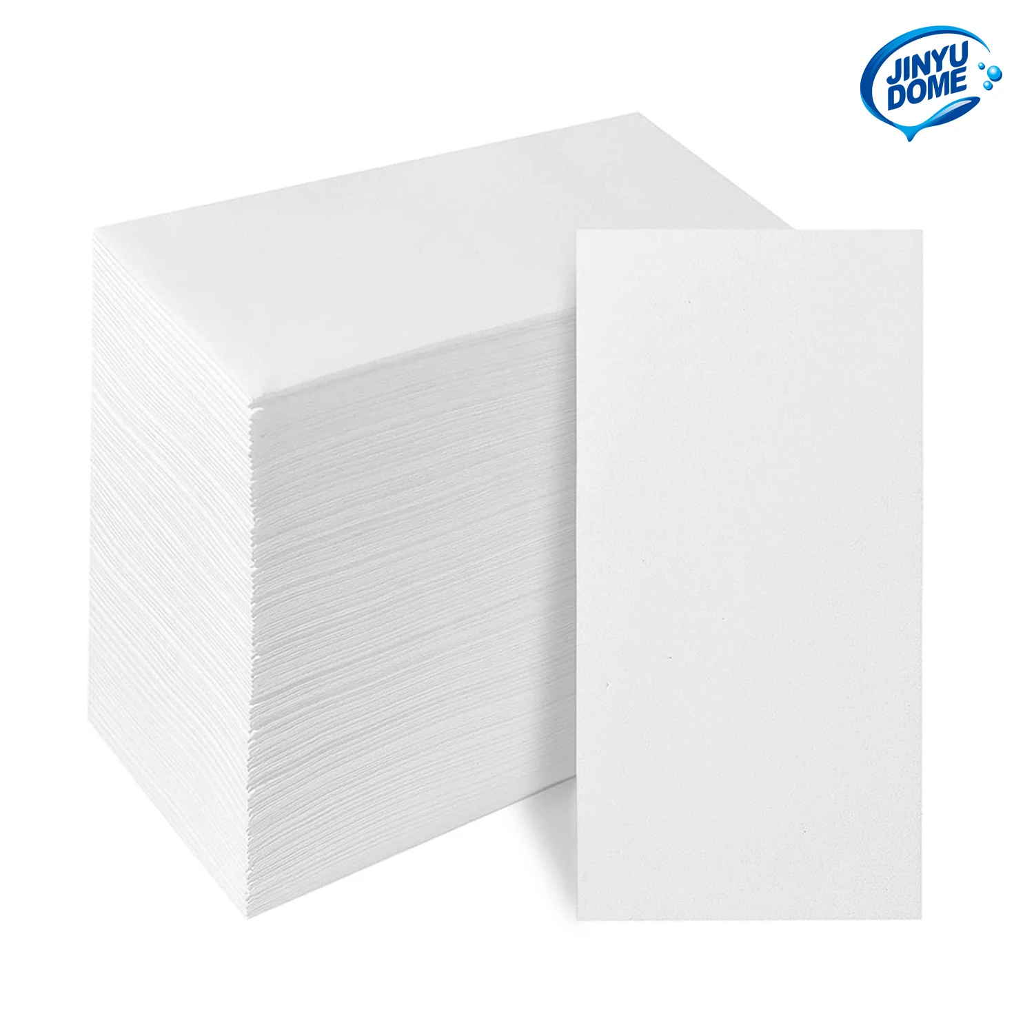 JINYUDOME 50/100 Stück Weiße Leinen-Optik Servietten 20x40cm, Einweg Vorgefaltete Premium Weiche Servietten für Hochzeit/Party/Events Image