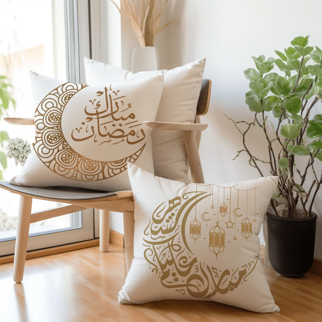 VIKAMA 2026 Eid Mubarak Kissenbezug Dekoration für Zuhause Sofa Kissenhülle Islamische Ramadan Kareem Dekoration Image