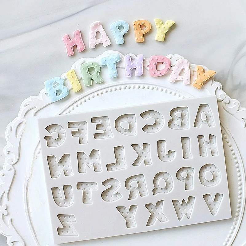 3D-Zahlen Silikonformen Großbuchstaben und Kleinbuchstaben Textur Digital Fondant Süßigkeiten Schokoladenform Kuchendekorationswerkzeuge Image