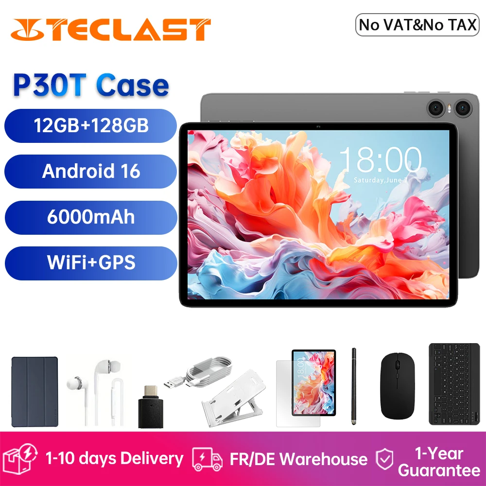 Teclast P30T Hülle 10,1 Zoll Tablet Android 16 12GB RAM (4GB+8GB) 128GB ROM T606 8-Core Dual-Band WiFi BT5.0 GPS 6000mAh Type-C Image