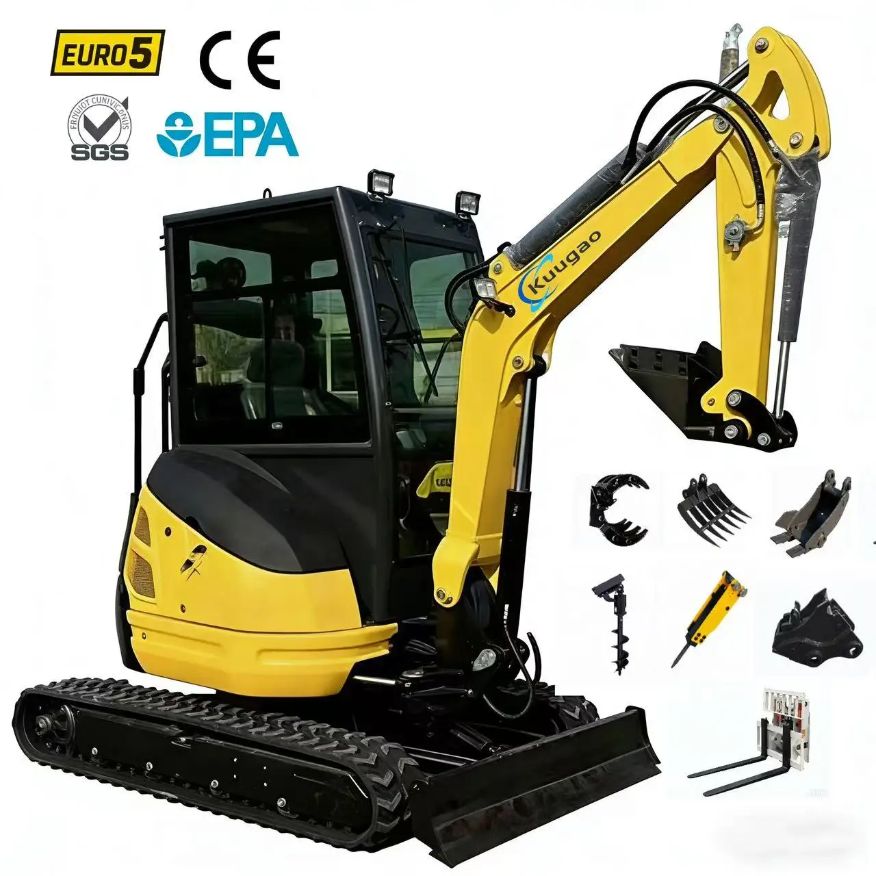 2,5-Tonnen-Minibagger mit Kubota-Motor, multifunktionaler kleiner Bagger für Garten- und Landwirtschaftseinsatz, anpassbar Image
