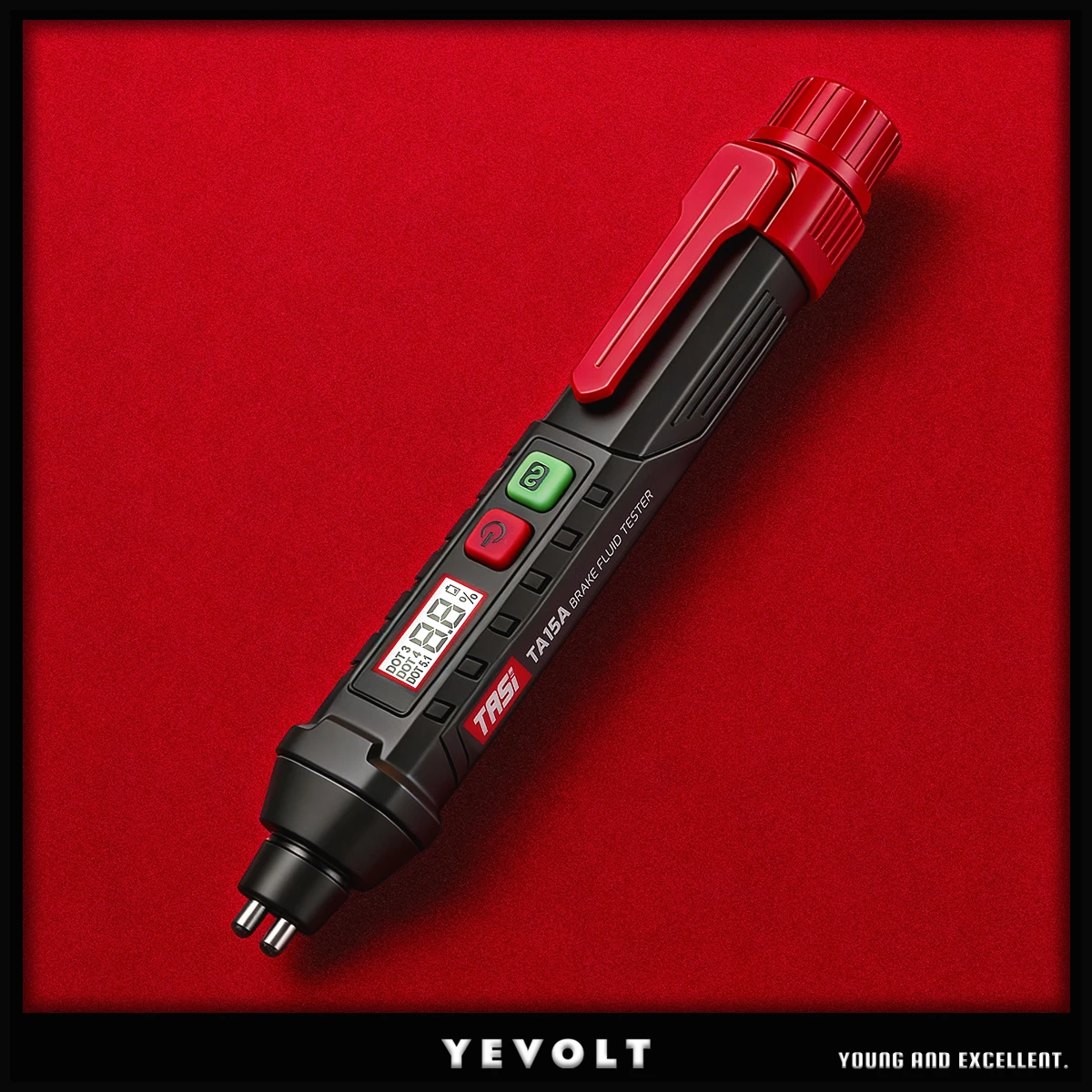 YEVOLT Bremsflüssigkeitstester-Stift, Digitaler Bremsflüssigkeits-Feuchtigkeitsdetektor für DOT3/DOT4/DOT5.1 mit akustischem und visuellem Alarm, hohe Empfindlichkeit Image