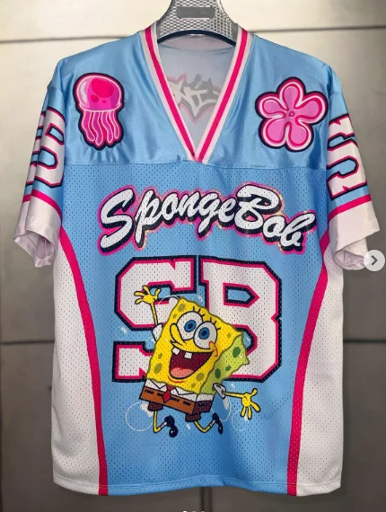 Sportliches Freizeit-T-Shirt mit 3D-Druck von SpongeBob Jellyfish & Flower für Erwachsene und Kinder, ein Must-Have für den Bikini Bottom-Spaß Image