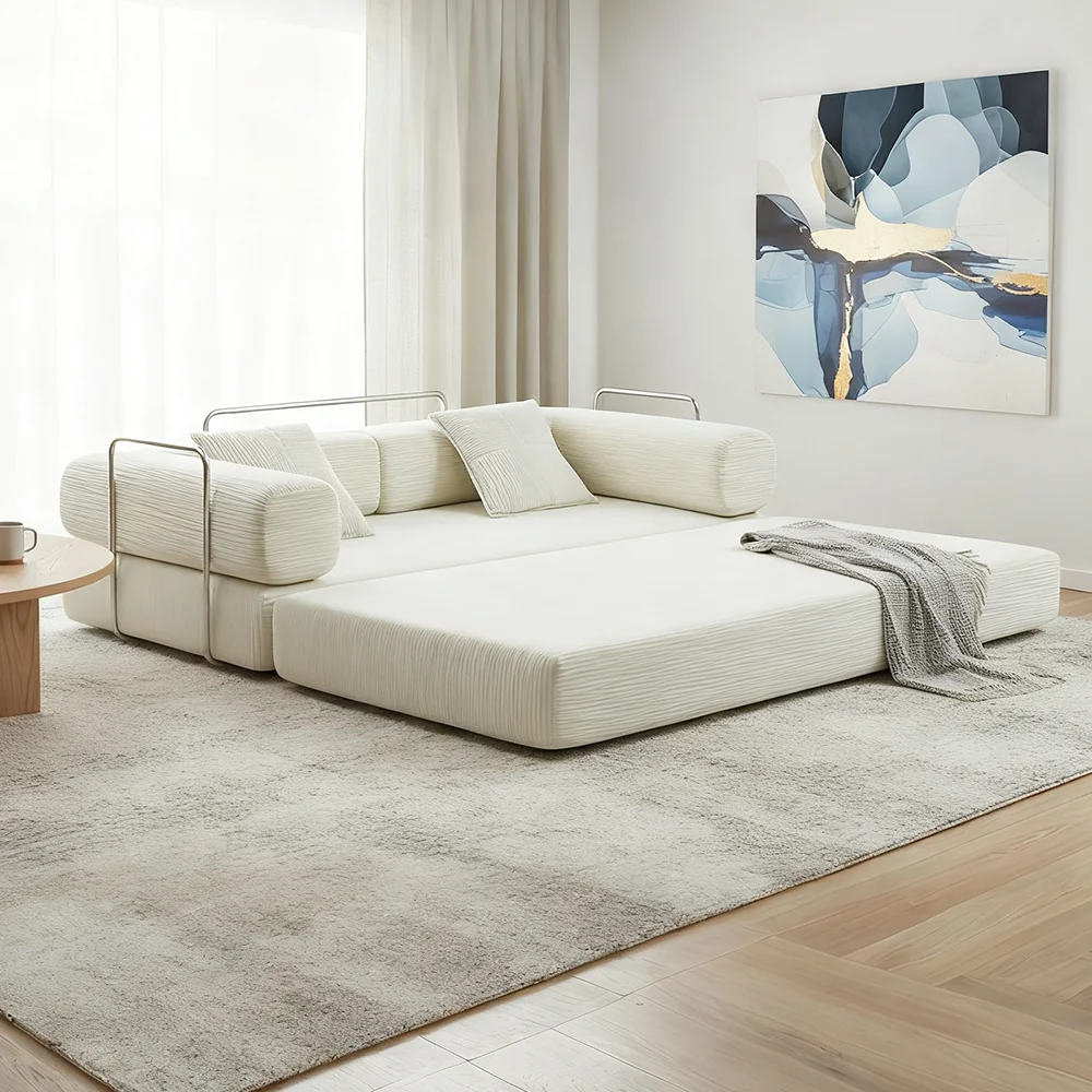 Kompaktes Klappsofa mit Hochdichte-Schaumstoff und Komprimiertem Stoff, Sektionales Sofa für Wohnzimmermöbel und Apartments