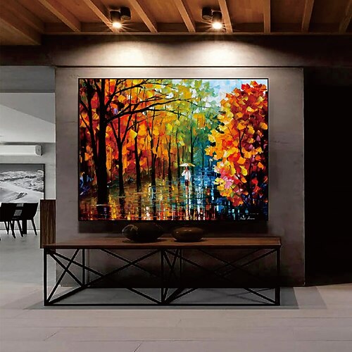 Handgefertigtes handgemaltes Ölgemälde Wand moderne abstrakte Herbstwaldmalerei Spachtelkunst Leinwandmalerei Heimdekoration Dekor gerollte Leinwand kein Rahmen ungedehnt Image