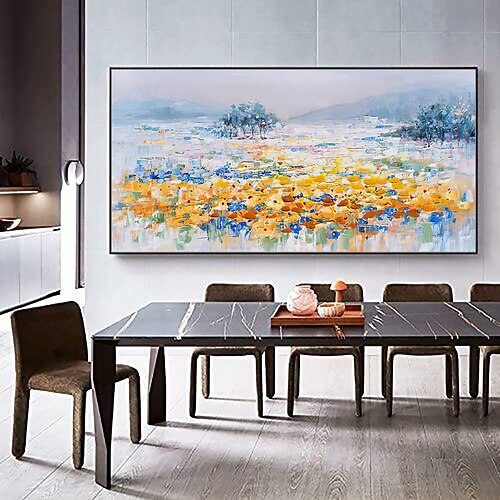 Mintura handgemachte abstrakte Landschaftsölgemälde auf Leinwand, Wandkunst, Dekoration, modernes Bild für Heimdekoration, gerolltes, rahmenloses, ungedehntes Gemälde Image