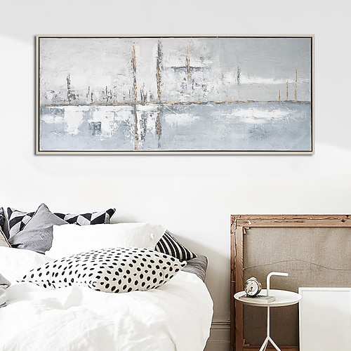 Handgefertigtes Ölgemälde auf Leinwand, Wandkunst, Dekoration, modern, abstrakt, für Zuhause, Schlafzimmer, Bett, gerollt, rahmenlos, ungedehntes Gemälde Image