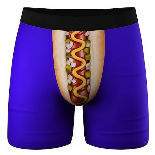 Herren Neuheit Wurst Dehnbare Boxershorts Badeshorts Boxer-Badeshorts Lustig Lässig Heim Strandurlaub Elastischer Bund Feuchtigkeitsableitend Atmungsaktive Unterwäsche Designer Bekleidung Image