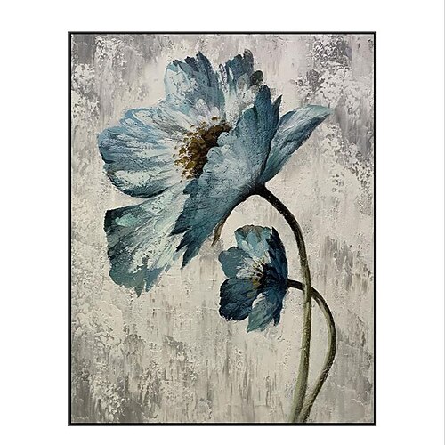 Handgefertigtes handgemaltes Ölgemälde Wandkunst blaue Blume Leinwand Gemälde Heimdekoration Dekor gerollte Leinwand kein Rahmen ungedehnt Image