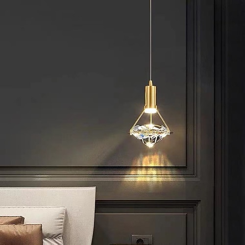 Kristall-Pendelleuchte LED-Deckenleuchte Schlafzimmer Nachttisch Wohnzimmer Korridor hängendes Netz Rotlicht-Diamant-Kronleuchter Image