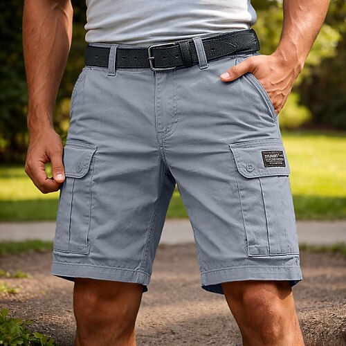 Herren Cargohose Cargohosen Cargo-Shorts Shorts Freizeitshorts Tasche Einfach Komfort Knielang Lässig Outdoor Streetwear Mode Streetwear Schwarz Marineblau Unelastisch Image