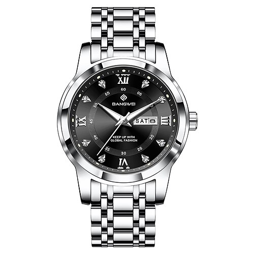 LIGE Herren Quarzuhr Armbanduhr leuchtend Edelstahl Beobachten Image