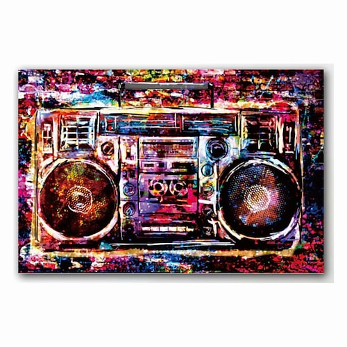 handgefertigtes handgemaltes Ölgemälde Wall Street Art Radio Heimdekoration Dekor gerollte Leinwand ohne Rahmen ungedehnt Image