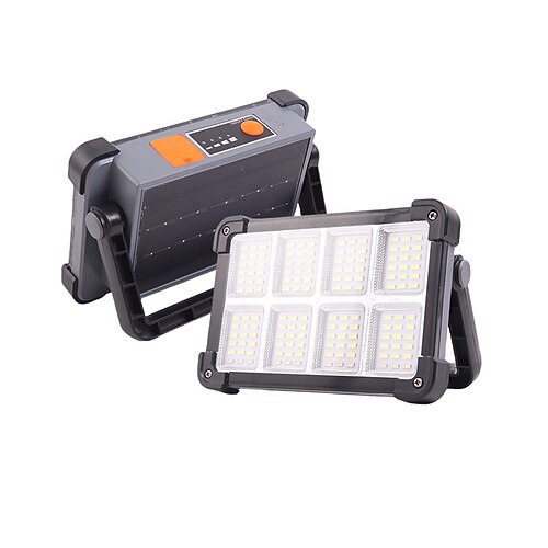 Solarbetriebene, wiederaufladbare Arbeitsleuchte, 144 LEDs, 10.000 lm, tragbarer Fluter mit Stativ, IP66 wasserdicht, 4 Leuchtmodi, LED-Baustellenbeleuchtung, Taschenlampe für Mechaniker, Camping, Image