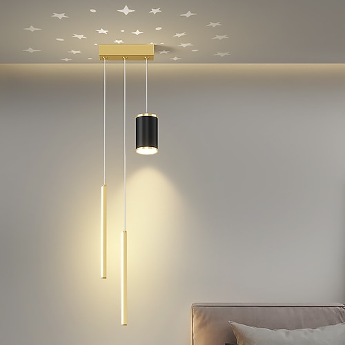 90 cm Pendelleuchte LED Projektor Licht Stern Mond Metall Nachttischlampe kreativer Raum Kronleuchter Designer Image