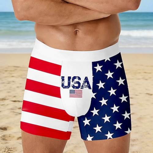 Herren 250. Jahrestag des Unabhängigkeitstages der USA am 4. Juli US Flagge Dehnbare Boxershorts Badeshorts Boxer-Badeshorts Patriotisch Lässig Heim Strandurlaub Elastischer Bund Image