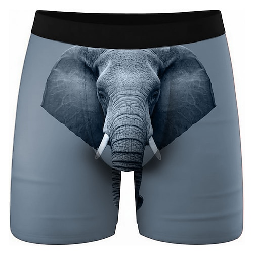 Herren Tiermotiv Elefant Dehnbare Boxershorts Badeshorts Boxer-Badeshorts Hawaiianisch Lässig Heim Strandurlaub Elastischer Bund Feuchtigkeitsableitend Atmungsaktive Unterwäsche Designer Bekleidung Image