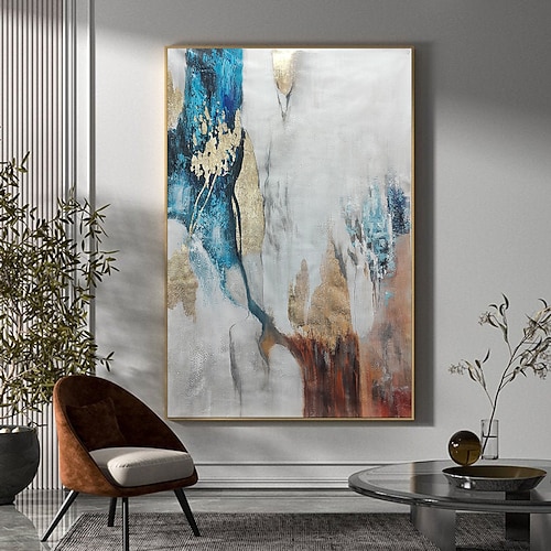 Handgemachtes Ölgemälde auf Leinwand, Wandkunst, Dekoration, abstrakte Handwerkslandschaft für Wohnkultur, gespannter Rahmen, hängendes Gemälde Image