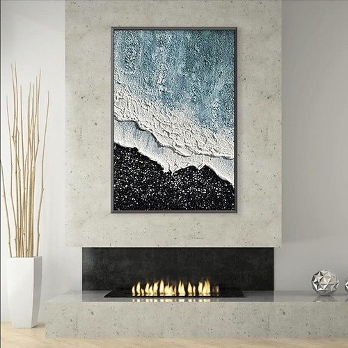 Handgemaltes 3D-Gemälde mit schwarzen und weißen Wellen, handgemachtes strukturiertes Wandkunst-Triptychon, individuelles Leinwandgemälde, Wandkunst, moderne Kunst, Wabi-Sabi-Gemälde, Wandkunst, Image